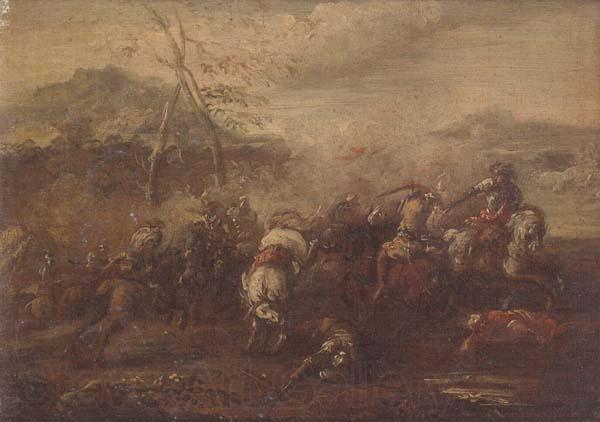 Pietro Graziani A cavalry skirmish Germany oil painting art